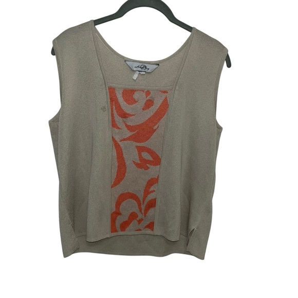 Ming Wang cardigan twinset two piece sweater jacket tank tan medium m - Picture 3 of 7